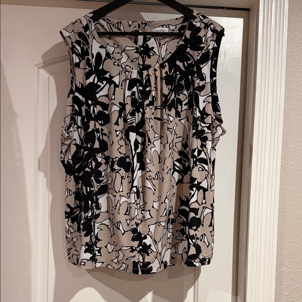 Calvin Klein Black and White Floral Blouse